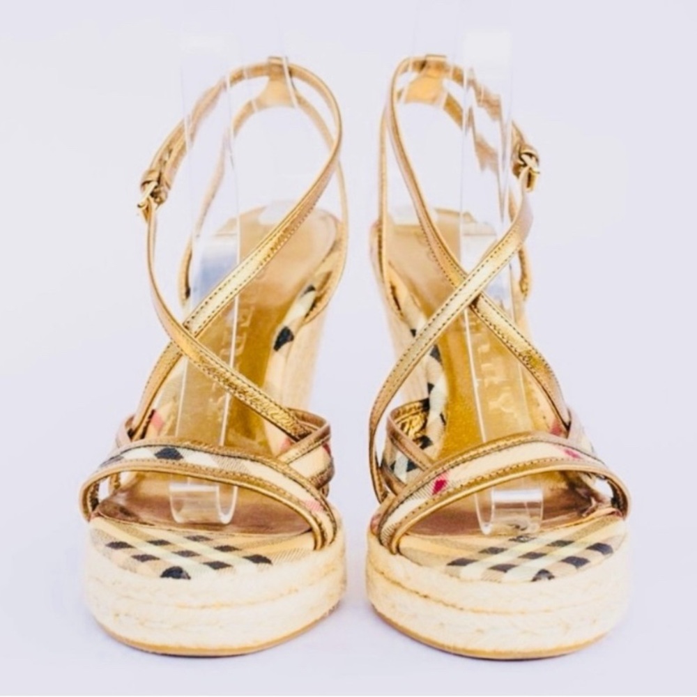 Burberry Gold and Cream Espadrilles